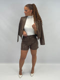 Ensemble short/veste simili chocolat