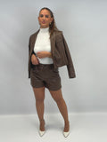 Ensemble short/veste simili chocolat