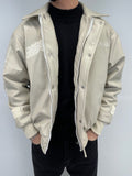 Blouson simili cuir beige