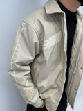 Blouson simili cuir beige