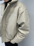 Blouson simili cuir beige