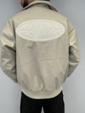 Blouson simili cuir beige