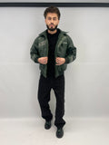 Blouson simili cuir kaki