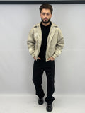 Blouson simili cuir beige