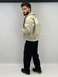 Blouson simili cuir beige