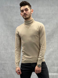 Col roulé beige