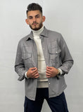 chemise simili cuir grey